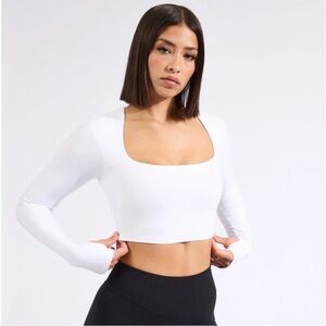 White Long Sleeve Crop Top